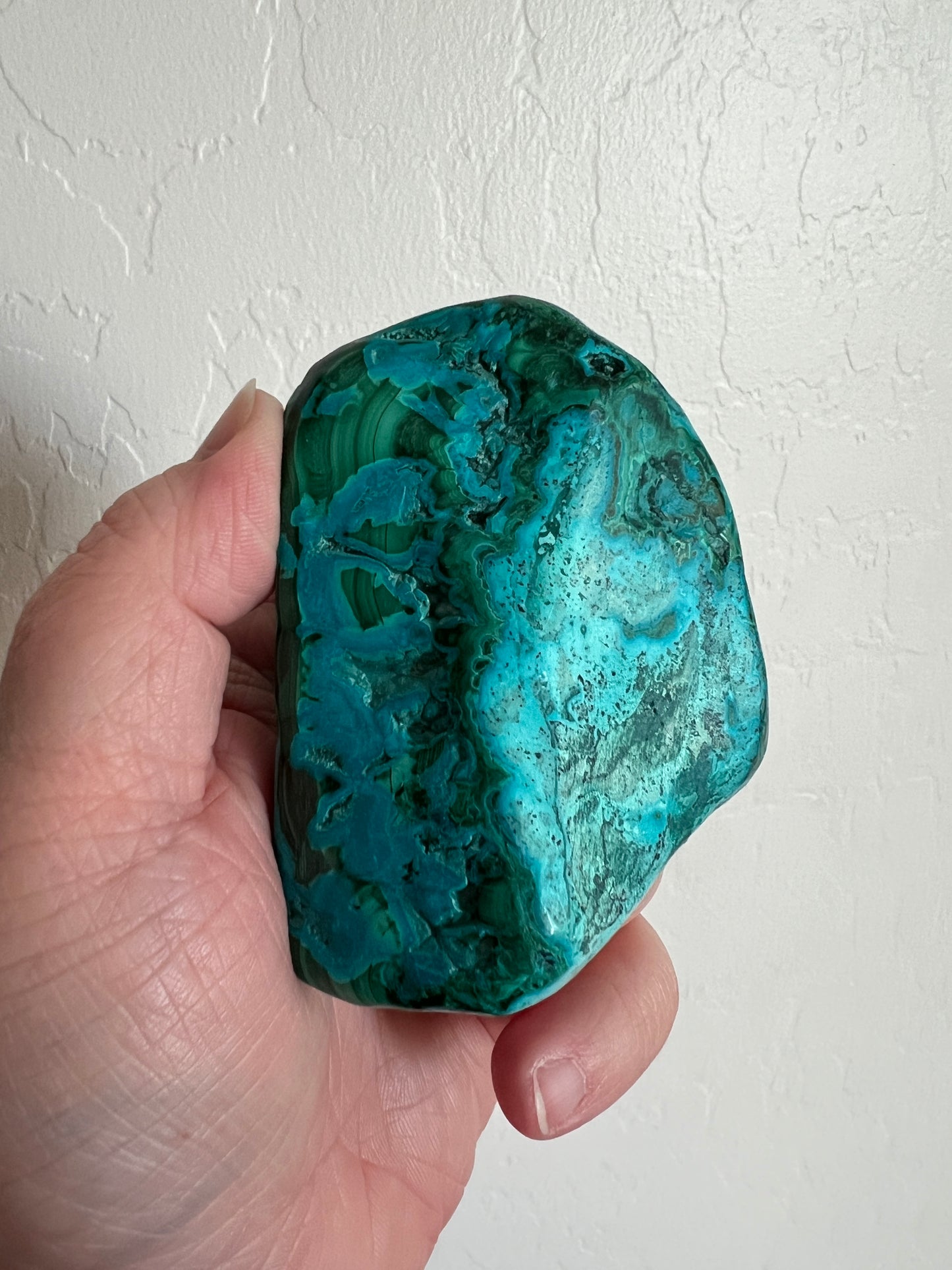 Polished Malachite and Chrysocolla Cluster